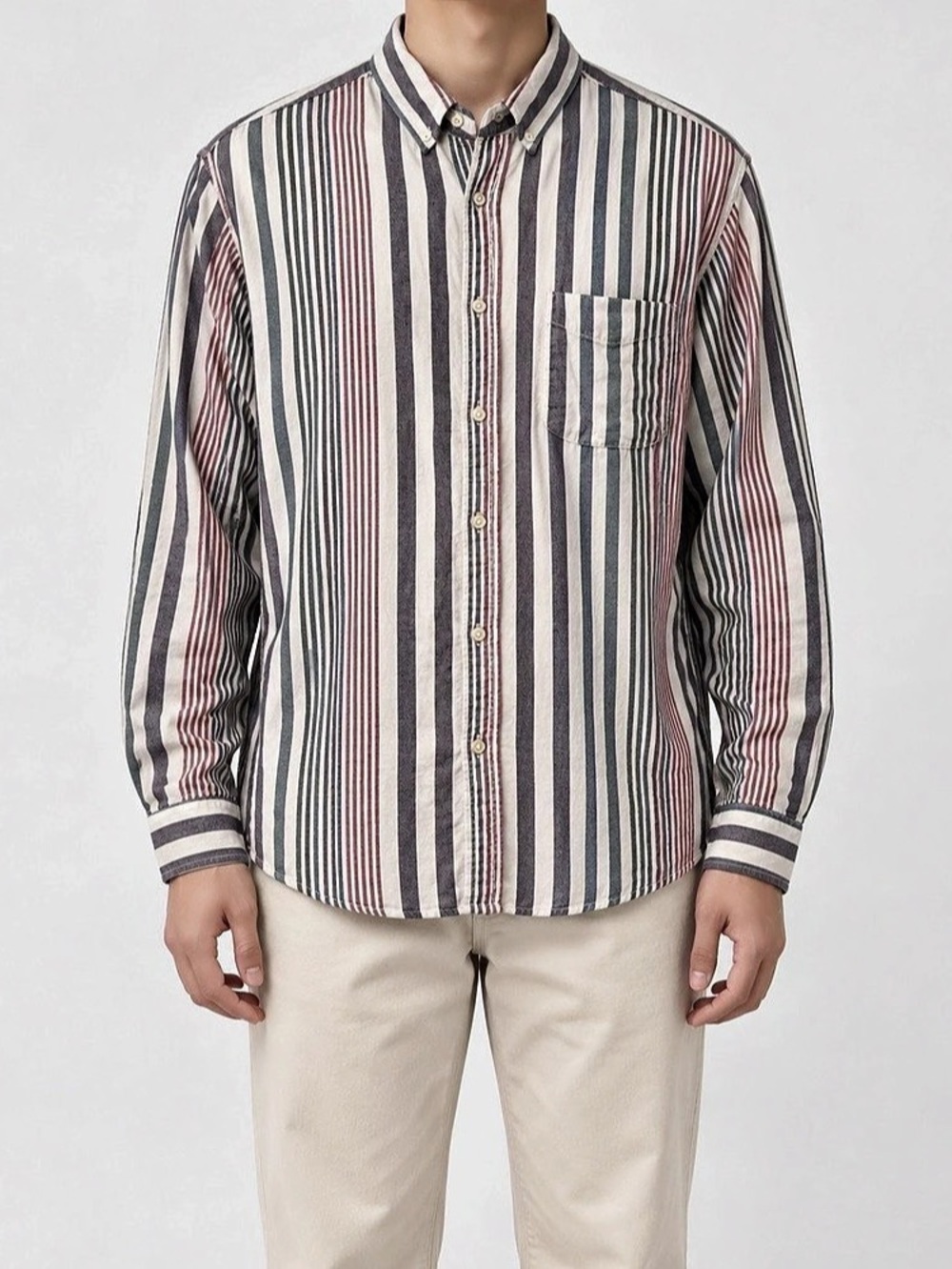 Cotton on Slim Fit Striped Cotton Button Down Shirt Size Large Like New